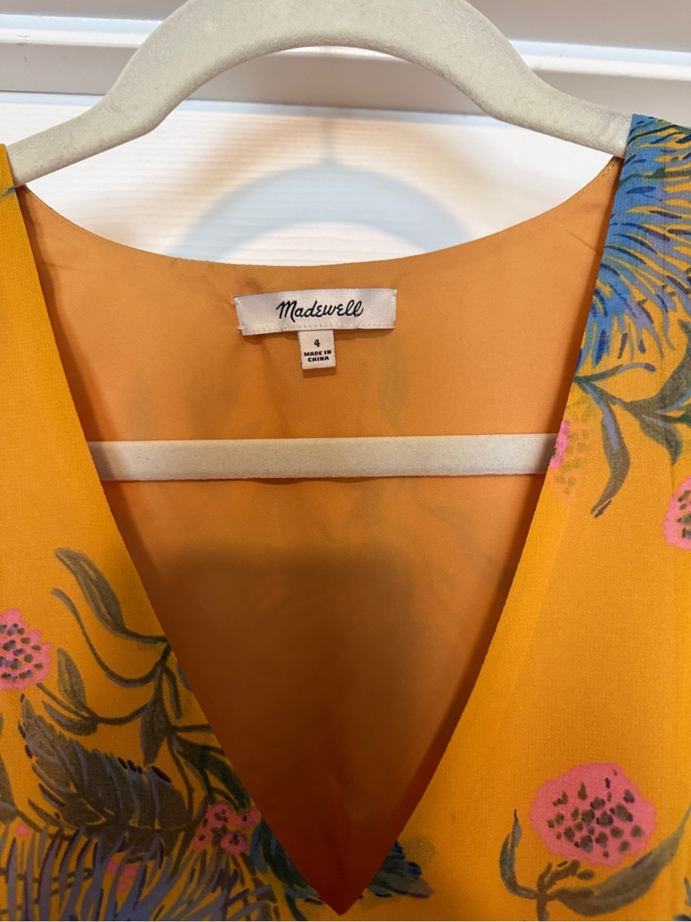 Madewell Mustard Yellow Floral V-Neck Dress - Picture 2 of 6